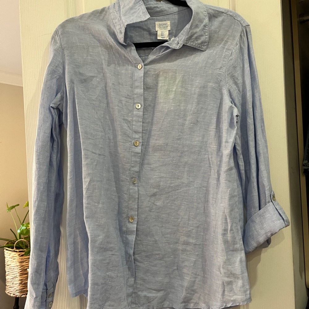 Linen Button Front and Back Top